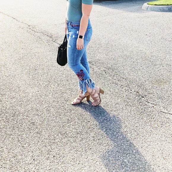 3/$20 Floral Fringe Jeans - Picture 3 of 9